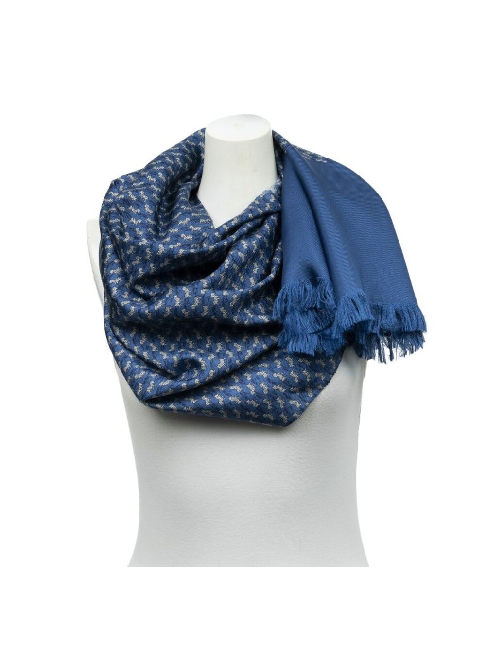 Hermes Shawl Navy White Twill Silk Scarf